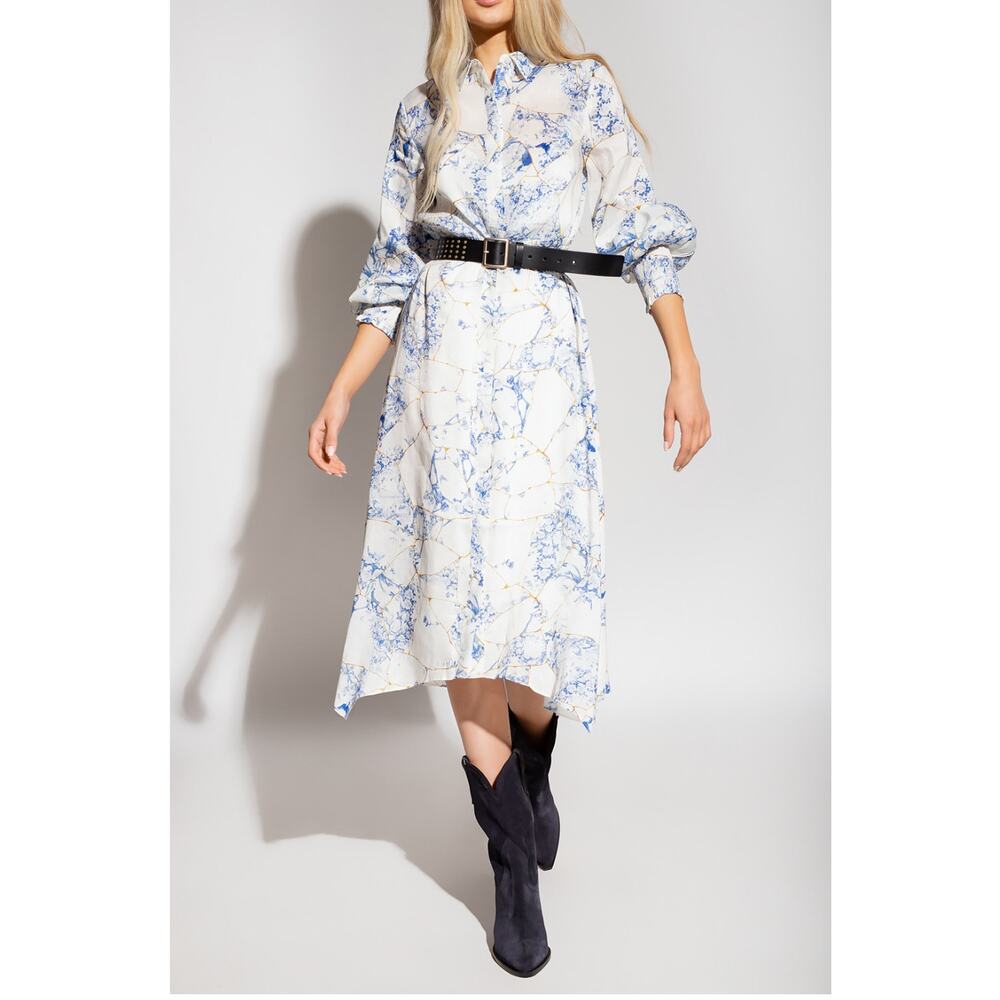 All Saints Skye Buruberu Silk Blend Shirt Dress China Blue 2 NEW $419 - Picture 12 of 12